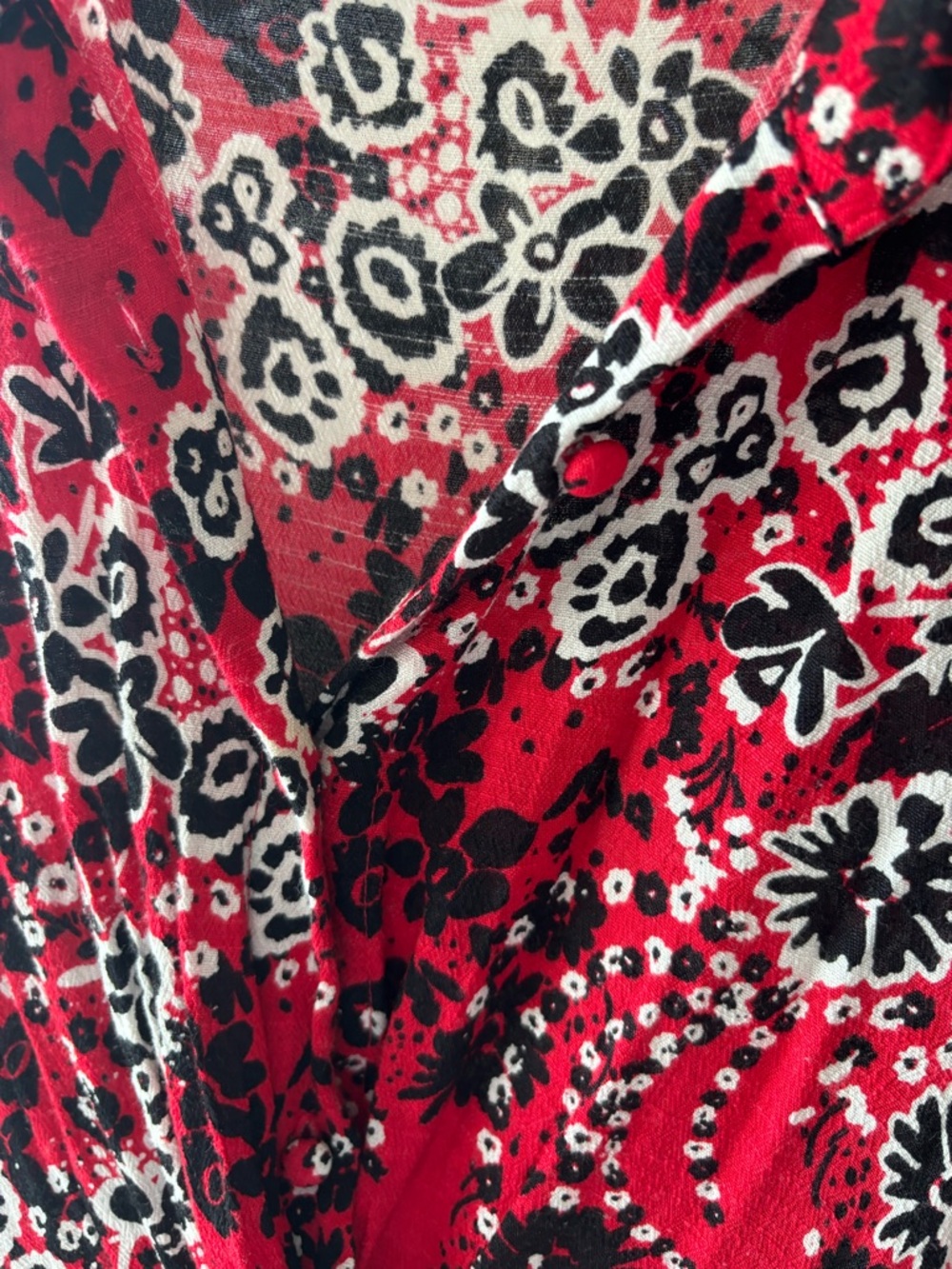 Free People Tough Love Shirtdress Paisley Bandana Midi Dress Red Women's S-M - Picture 6 of 7